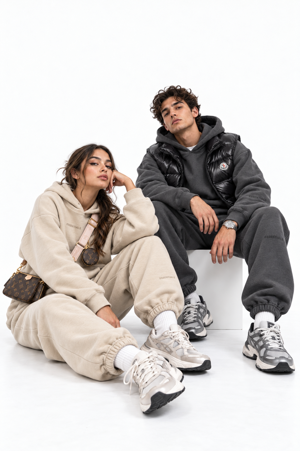 Looks streetwear Essentials avec doudoune sans manches et sac Louis Vuitton